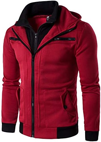 YKARITIANNA Fashion Men's Autumn Winter Casual Zipper Thermal Hoodie Warm Coats Tops High Neck Jackets