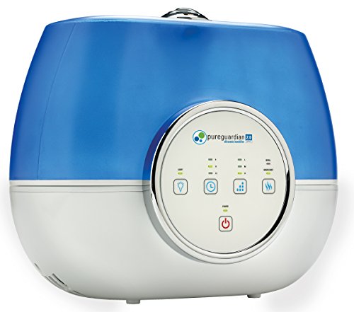 PureGuardian 13L Output Per Day Ultrasonic Warm and Cool Mist Humidifier, Large Room, Home, Office, Bedroom, Silver Clean Treated Tank, 3 Speeds, Timer, Auto Shut-Off, Pure Guardian RH4810