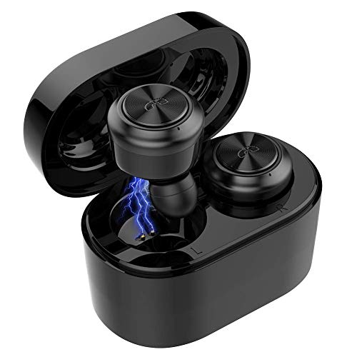 Wireless Earbuds,Xawy E18 Latest Bluetooth 5.0 True Lightweight Wireless Bluetooth Headphones 15h Playtime 3D Stereo Sound Portable Charging Box,IPX5 Sweatproof,Stereo Calls and Built-in Mic(Black)