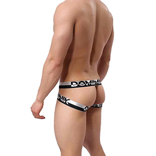 Dominik Cotton Jock Straps Underwear, Mens, Black, White, Red, Green & Blue Colors (M, White)