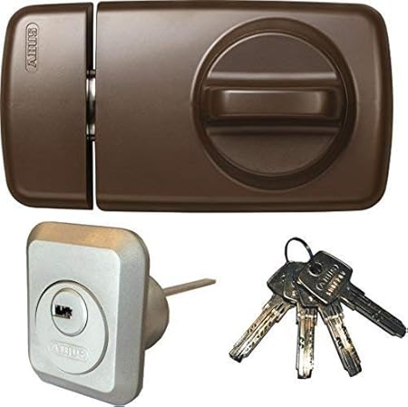 ABUS Tür-Zusatzschloss 7010 B braun, EC550, Kastenschloss mit Drehknauf, mit 4 Schlüssel, Ausführung EK (Metallausführung)