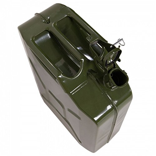 Lovinland 20L Gas Oil Can 4 Pcs Portable Metal Jerry Can Emergency Fuel Petrol Diesel Storage Can Tanks US Style Army Green