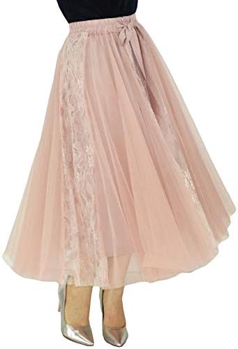 YSJERA Lady's Organza Skirt Bowknot A Line Midi/Knee Length Tutu Party Skirts
