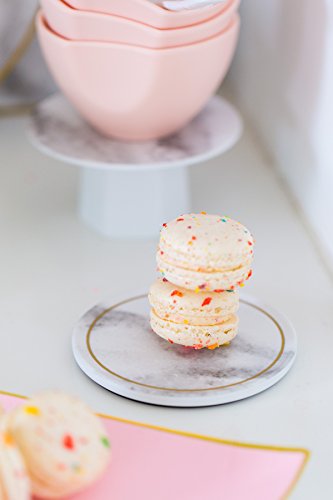 Sugar & Cloth Coaster Set, Marble Melamine with Gold Trim, 8 Count