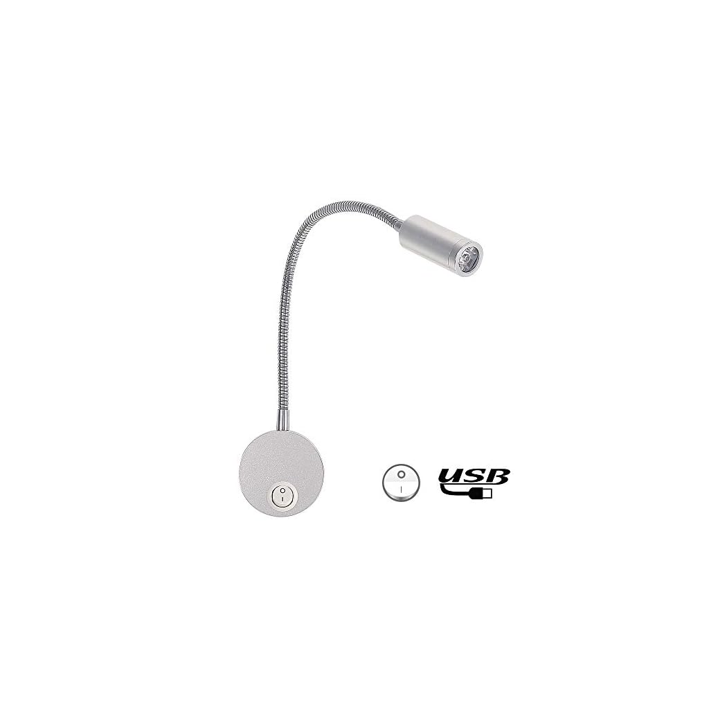 DC 12V Reading Light with USB Port, RV Interior Lights, Gooseneck LED