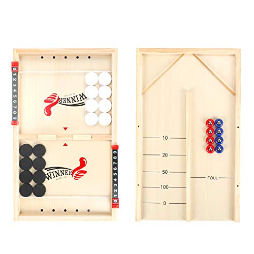 Jinjinle Fast Sling Puck Game Shuffleboard 2 in 1 Table Game Family Fun