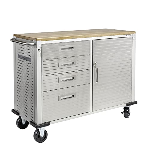 Seville Classics UltraHD® Fahrbare Werkbank mit 4 Schubladen, für Büro, Garage, Werkstatt, 121,9 x 50,8 x 95,2 cm, Granit