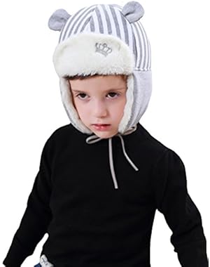 Cute Baby Hat Knitted Wool Crown Cap Hat Baby Girls Boys Caps Winter Ear Velvet Lined Headwrap