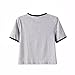 Women Hipster Harajuku Cute Stripe Short Sleeve Top Tee Alien Tshirt (M, Grey)