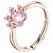 Meow Star Cat Paw Rose Crystal Ring Sterling Silver Cat Statement Ring for Cat Lovers (Rose)