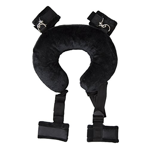 MOJOY Soft Sex Pillow Restraints Bondage Kit for Fetish BDSM Sex Play with Ankle Cuffs and Detachable Wrist cuffs (Black)