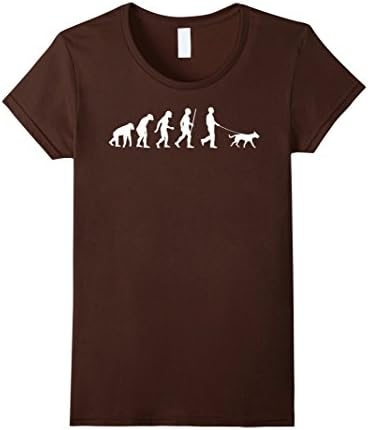 Womens A Man With Dog Human Evolution Funny Tshirt XL Brown