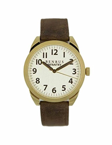 BENRUS Men s BR021-A Infantry Watch with Brown Leather Band