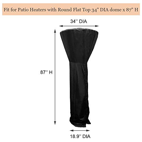 Gekufa Standup Patio Heater Cover for Round Dome Heaters, Outdoor Waterproof Heater Cover, Black, 34" D x 87" H - Thumbnail 2