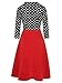 oxiuly Women's Vintage Bow Tie V-Neck Pockets Casual Work Party Cocktail Swing A-line Dresses OX278
