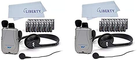 Williams Sound PockeTalker Ultra Duo Sound Amplifier with Headphone & Earbud, Year Supply of Batteries & Liberty Microfiber Cloth ((2.Units))
