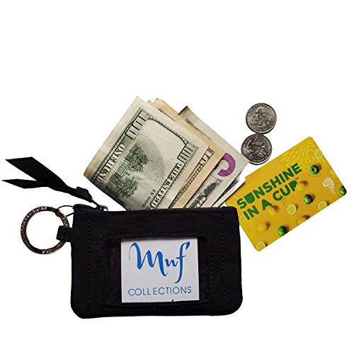 Zip ID Case with Lanyard, ID Case Wallet with Lanyard, Badge ID Holder and Lanyard, Lanyards with Wallet (Black)