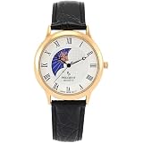 Orologio unisex vintage Peugeot con fasi lunari, cinturino in