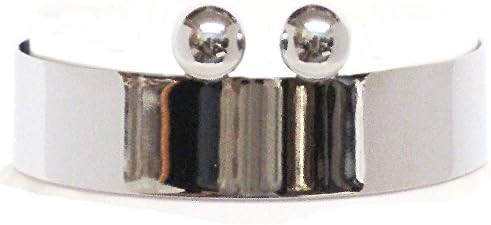 Women's Fashion Thick Metal Choker Necklace Set with Semi Round Metal Post Earrings MS5291 (Silver)