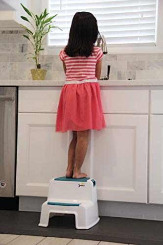 image for 2 Step Stool for Kids (2 Pack) | New Teal Color | Dual Height Toddler 