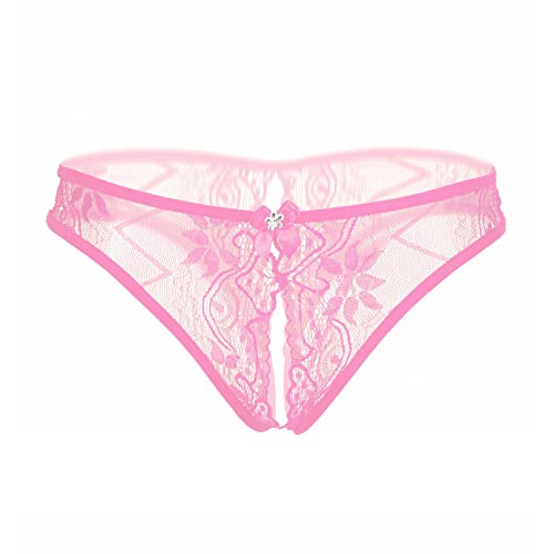 Justgoo Women Open Crotch Underwear Thongs Lace G-Strings Sexy Panties