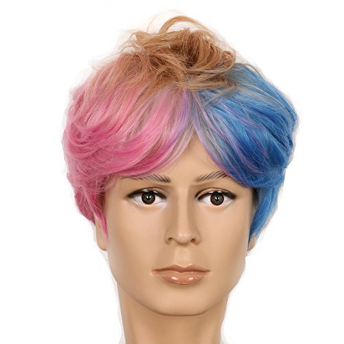 Yuehong Two Colors Wavy Short Curly Korean Style Hair Dyeing Cosplay Wig