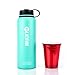 45 Degree Latitude 40 oz Water Bottle - Stay Hydrated Camping, Gym, Office Or Sports No BPA Stainless Steel Bottle - Perfectly Ice Cold Or Hot Beverages Leak Proof Lid - Perfect Gift - Celeste Green