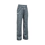 Under Armour Girls' Storm Armour Fleece Twist Pants, Stealth Gray/White, Youth Small
