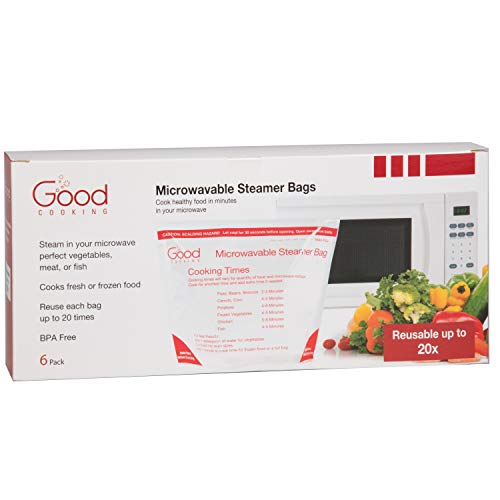Microwave Food Steamer Bags- Set of 6 X-Large Reusable Microwavable Cooking Bags with up to 20 Uses Each - Thumbnail 4