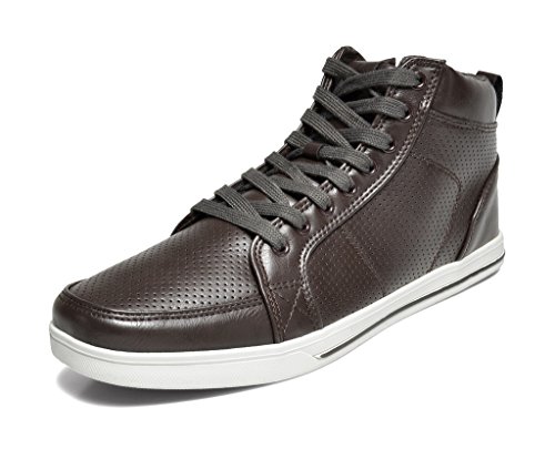 DREAM PAIRS 160309-M New Men's Casual Light Weight High Top Laced Up Side Zipper Sneakers Shoes DK.BROWN SIZE 10.5