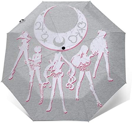 Power Sailor Moon Windproof Compact Auto Open And Close Folding Umbrella,Automatic Foldable Travel Parasol Umbrella