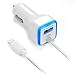 Apple Certified iPhone Lightning Car Charger for iPhone X, XR, XS, 8, 8 Plus, 7, 7 Plus 6S / 6S Plus, 6 Plus, SE, 5S, iPad Pro, Air 2, Mini 4 with Extra USB Port (White)