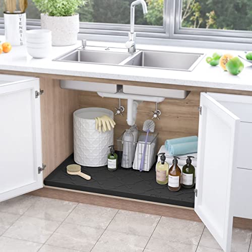 SIKADEER Under Sink Mat for Kitchen Waterproof, 34" x 22" Silicone
