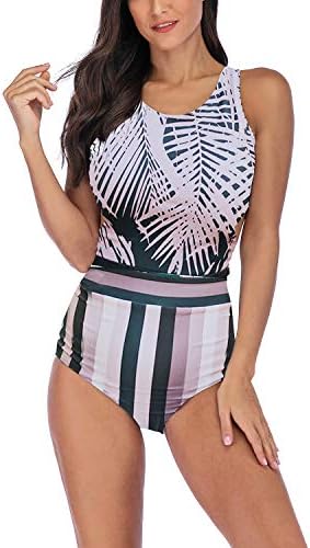 Ehpow Women One Piece Bikini Swimsuit Push Up Tankini Monokinis Swimwear High Waisted Swimming Costume Bathing Suit