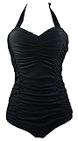Cocoship 50s Retro Ruched Mansfield Vintage One Piece Pin Up Swimwear Swimsuits(FBA)