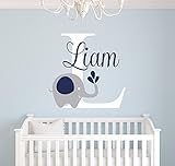 Custom Elephant Name Wall Decal - Elephant Room Decor - Nursery Wall Decals - Elephant Vinyl Sticker for Boys Decalzone Inc