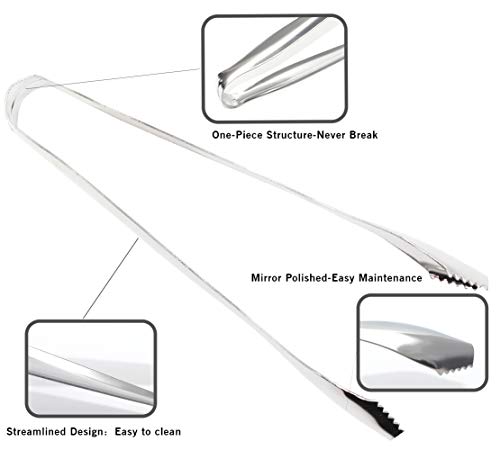 SOLEADER Pom Tongs, Ice Tongs, 7 Inch Kitchen Tongs, Small Serving Tongs, Food-Grade Premium 304 Stainless Steel Tongs, Heavy Duty, 4 Pack - Thumbnail 3