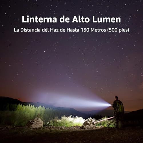 Lighting EVER Linterna LED de Alta Luminosidad con Zoom Ajustable, IPX4 Resistente al Agua, Compacta y Portátil – para Camping, Senderismo, Emergencias, Incluye Baterías AAA