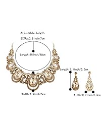 BriLove - Juego de collar y pendientes para mujer, diseño de lágrima de cristal