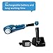 Household Handheld Battery Rechargeable Power Scrubber with Stainless Steal Brush for Barbecue Gas Grill, Kitchen, Bathroom Blue