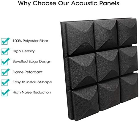 Acoustic foam panels for sound absorption in home studios.