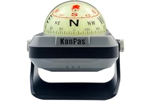 KanPas V-39-L Dashboard Ball Compass for Car with Double Dials Luminous Capsule Adjustable Holder