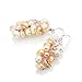 Genuine Pink and White Cultured Freshwater Pearl Cluster Bead Crystal Dangle Hook Earrings 1.6''