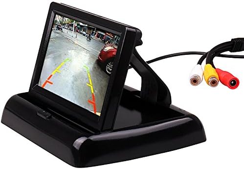 Car Vehicle Small Mini Color Digital Flip Down Folding Foldable Rear View Reverse Parking Kits Combo HD TFT-LCD Monitor Backup Camera (4.3 Inch Monitor) by HitCar