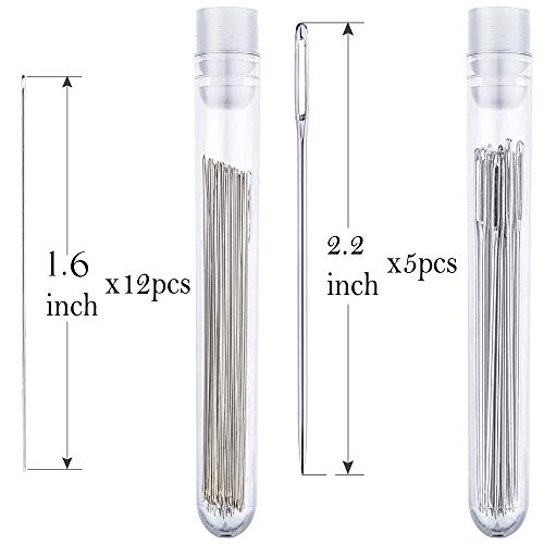 image for UA Crafts Large Eye Sewing Needles 2.2 inches (5 Pieces) in Storage Tu
