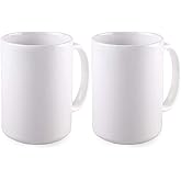 White Sublimation Plain Blank Coffee Mug 15 oz (Pack of 2) Hot Chocolate Mugs, Hot Cocoa Ceramic Mugs