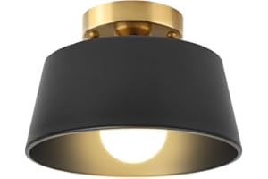 CANMEIJIA Industrial Ceiling Light Fixture with Black Shade, Modern Flush Mount Ceiling Lighting for Bedroom Hallway Kitchen Dining Room, Farmhouse Ceiling Lamp with E26 Base, Bulb Not Included