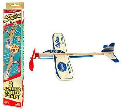Guillows Balsa Wood Gliders - SkyStreak Twin Pack | 2 Twin Packs Plus Free Foam Glider (5 Planes Total) | Propeller and Rubber Band Powered Airplane Toy | Wooden Airplane Assembly Kit for Kids