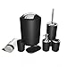 Bathroom Set 6 Pieces Plastic Bathroom Accessories Set Ensemble Set Toothbrush Holder,Toothbrush Cup,Soap Dish,Lotion Dispenser,Toilet Brush with Holder,Trash Can with Drawstring Garbage Bags