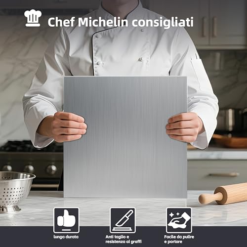 Stainless Steel Chopping Board, Kitchen Worktop, Durable and Hygienic Worktop Extraspessor 2 mm, Kitchen Kneading Board for Bar for Restaurant (58 x 90 cm)
